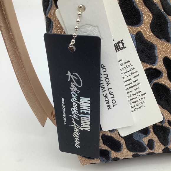 Consuela Tool Bag Joss Leopard Print Gold Glitter‎ Clutch Crossbody Purse NWT - Picture 7 of 12